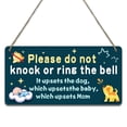 thumbnail image 1 of Fun-plus Baby Sleeping Sign for Front Door - 10"x5" PVC Plastic Hanging Sign, Do Not Knock or Ring the Bell - It Upsets the Dog and Baby, Which Upsets Mom, 1 of 8