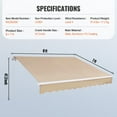 thumbnail image 6 of KFFKFF Hand-Operated Retractable Canopy, 8 x 7 ft Exterior Deck Canopy Retractable Sun Cover, Water-Repellent Polyester Entryway Door Window Canopy Sun Protection Structure with Turning Mechanism, 6 of 9