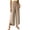 Khaki, variant on Women's Casual High Waist Pants with Pockets Arc Hem Slit Elastic Waist Casual Trousers