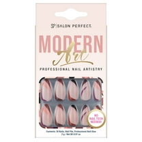 Salon Perfect Modern Art Nude Strokes Nail Set, File & Glue Included, 30 Pieces