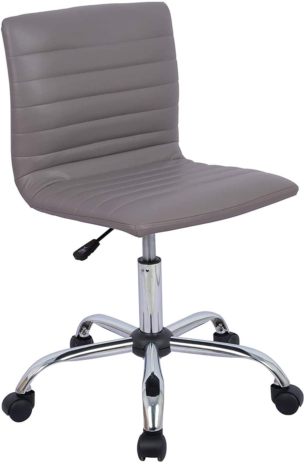 Home Office Chair White Computer Chair Adjustable Height Ribbed Low Back Armless Swivel Conference Room Task Desk Chairs