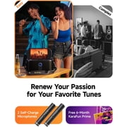 Ikarao Karaoke Machine with Screen, 2 Wireless Mics, 280W Peak Power, Portable Speaker for Music Party