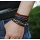 thumbnail image 2 of Pulsera ajustable de estilo tropical tejida a mano Pulsera de moda con plumas Pulsera de cuero DIY para hombre Pulsera trenzada multicapa Set de 4 pulseras, 2 of 8