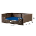 thumbnail image 3 of Dextrus Rattan Dog Bed for Large Medium Dogs and Cats, 34.6''Lx23.6''Wx11.8''H Indoor Outdoor Pet Bed with Blue Cushion, 3 of 7