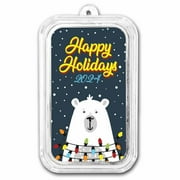 APMEX 2024 1 oz Silver Colorized Bar - Happy Holidays Polar Bear