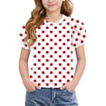 thumbnail image 2 of Vornjynx Kids Girls T-Shirt Crew Neck Puff Short Sleeve Polka Dots Summer Casual Cute Tee Red Size 8-9, 2 of 9