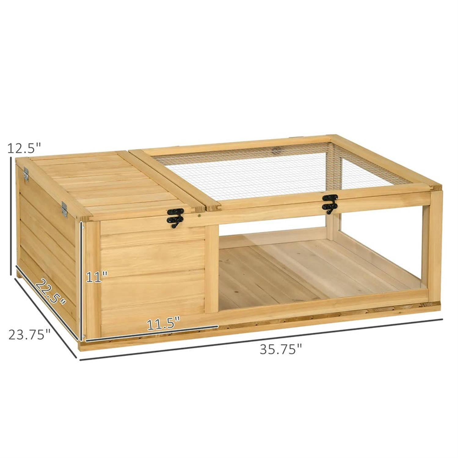 resenkos 35" Wooden Tortoise House with Top Access, Reptile Cage Enclosure for Turtles, Lizards, Snakes, Small Animal Habitats, Beige