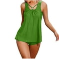 thumbnail image 2 of LEBONYARD Women's Fashionable Two-Piece Swimsuit for Beach Trip,Women Solid Color Blackless Strap Bikini Swimsuit Green XL, 2 of 5
