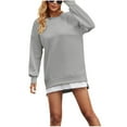 thumbnail image 4 of Efsteb Fall Sweatshirts Dresses for Women Side Slits Zipper Oversized Sweatshirt Dress Trendy Long Sleeve Pullover Dress (Gray,M), 4 of 8