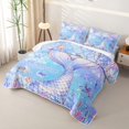 thumbnail image 3 of Erosebridal Cartoon Mermaid Bed Spread Queen for Boys Girls, Blue Ocean Fish Tail Queen Coverlet Set, 3-Piece, 3 of 7