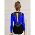 thumbnail image 6 of YiZYiF Girls Sparkly Rhythmic Gymnastics Leotards Long Sleeve Ballet Dance Figure Skating Bodysuit Blue 6, 6 of 7