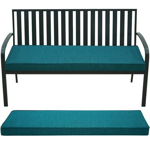 AONETOZ Cojín de banco para exteriores, de tela de olefina, para muebles de exterior, con funda extraíble, resistente a la lluvia y a la decoloración, para sofá de jardín, porche, con corbatas, 42 x 1