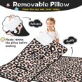 thumbnail image 3 of Black and Beige Leopard Print Teens Toddler Nap Mat with Pillow, Sleeping Mat Bag for Preschool Daycare 51"x22", 3 of 6