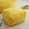 thumbnail image 5 of Giant Bean Bag Chair for Adults, Oversized Lazy Sofa with Footstool and Handle, Faux Fur Shell-Shaped Reading Chair for Living Room Bedroom, Yellow, 5 of 8