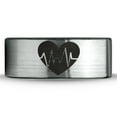 thumbnail image 2 of Tungsten Heart Beat HeartBeat Emoji Line CPR EMT Band Ring 8mm Men Women Comfort Fit Brushed Gray Flat Cut Black Polished, 2 of 4