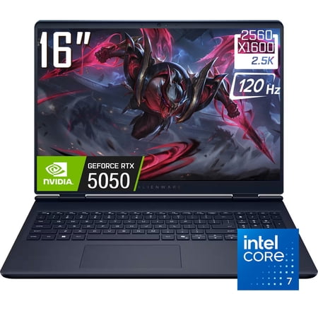 Alienware 16 Aurora Gaming Laptop, 16" 2560 x 1600 2.5K 120Hz LED Display, Intel Core 7 240H, NVIDIA RTX 5050 8GB GDDR7, Backlit KB, WiFi 7, Win11 Home(16GB DDR5 + 512GB SSD)