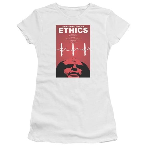 Star Trek Tng Season 5 Episode 16 Junior Women's Sheer T-Shirt White