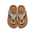 thumbnail image 6 of Kids' Unisex Flip Flops Soft Cork Footbed PU Leather for Boys Girls Sandals for Beach, 6 of 12