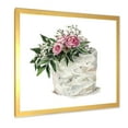 thumbnail image 2 of Designart 'White Flowers and Pink Roses On Cake' Traditional Framed Art Print, 2 of 4