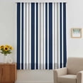 thumbnail image 3 of Navy Blue Grey Striped Sheer Curtains 96 Inches Long, Modern Minimalist Ombre Lines Light Filering Curtains, Privacy Drapes Simi Floor to Veiling Curtain for Living Room Bedroom Window Treatment, 3 of 9
