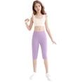 thumbnail image 4 of TIREOW Girls Capri Leggings High Waisted Candy Colored Mid Length Sports Tights Workout Yoga Pants Kids Solid Color Leggings, 4 of 6