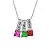 Personalized Family Charm Pendant with Up to 6 Square-Shaped Birthstones