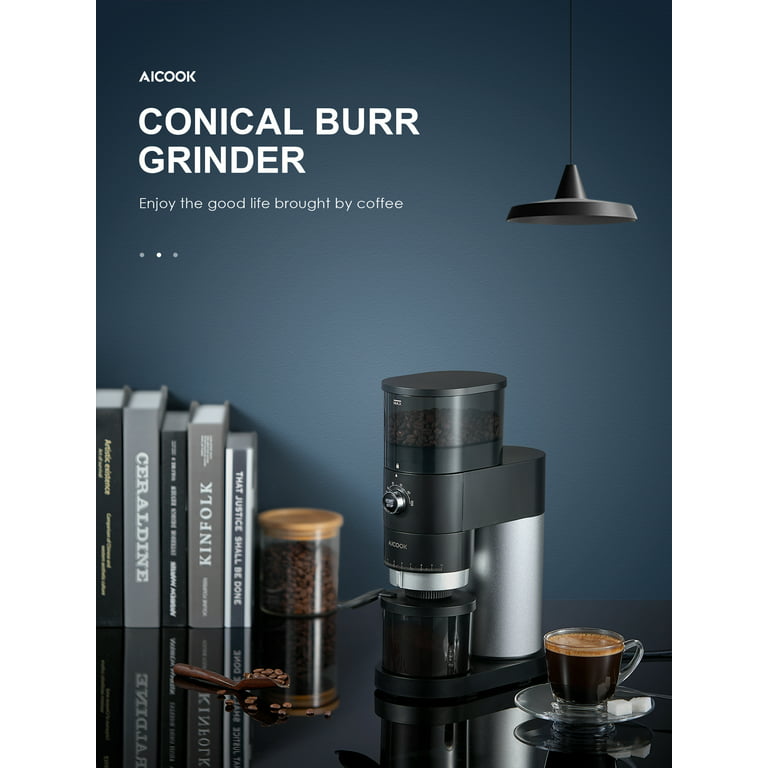 AICOOK Conical Burr Coffee Grinder, Over 40 Precise Grind Setting