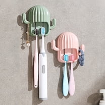 BESTYASH 2Pcs White Plastic Toothbrush Storage Holders Wall Mounted and Punch Free