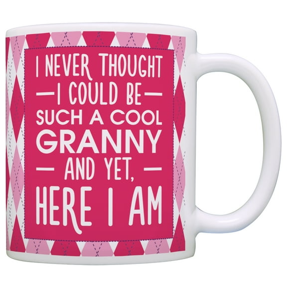 ThisWear Mother's Day Gift Grandma Never Thought I Could be such a Cool Granny 11 ounce Coffee Mug Argyle