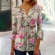 thumbnail image 2 of Camisetas de Cuello en V Mujeres, Impreso 3/4 Manga Blusa Casual Hecha de Cómodo Estante de Imitación para Toda la Temporada de Uso Diario, Camisetas Casuales de Mujer, 2 of 5