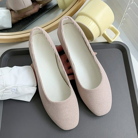 

Christmas Women Square Toe Flat Shoes Slip On Pointed Toe Shallow Mouth Simple Single Shoes Casual Shoes Work Shoes