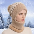 thumbnail image 6 of Dyfzdhu Women Autumn Winter Knit Hat With Wool Warm Bib Woolen Khaki, 6 of 7