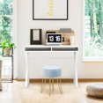 thumbnail image 4 of Gymax Vanity Table Set Table de Maquillage de Bureau w/Round Velours Pouf Bleu, 4 of 10