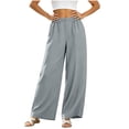 thumbnail image 3 of Axiiglly Women's Casual Cotton Pants, Elastic Waist Stretch Work Pants with Pockets, Solid Color Outdoor Hiking Trousers, S-3XL, 3 of 7