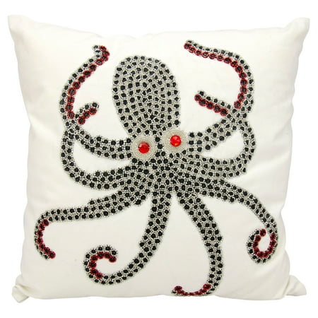 Nourison Indoor Outdoor Beaded Octopus Pillow White 18 X 18