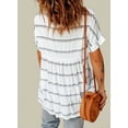 thumbnail image 3 of Asyoly Women's V-Neck Shirts Cuffed Sleeve Blouse Button Down Tops Side Split Tops, 3 of 5