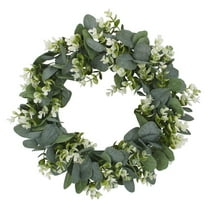 Artificial Green Leaf Boxwood Round Wreath for Front Door Decoration Ornament