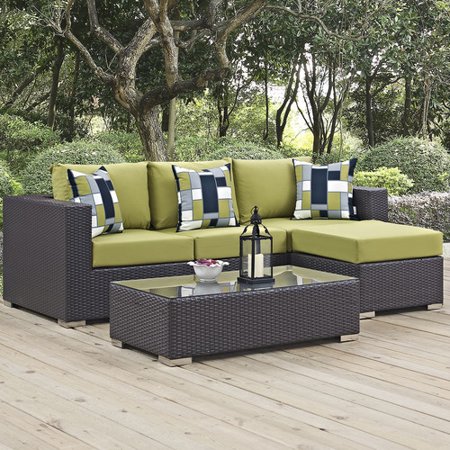 Sol 72 Outdoor Brentwood 3 Piece Rattan Sectional Set with Cushions