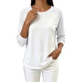thumbnail image 5 of CHGBMOK Women's Color Block Pullover Top Casual Crew Neck Long Sleeve Tunic Blouse Lightweight Loose Fit Shirts, 5 of 6