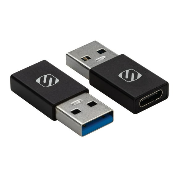 Scosche Strikeline USB Type-C to USB Type-A Adapter 2-Pack - Black, Strikeline Adapter