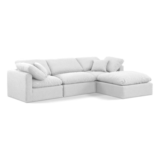 Meridian Furniture Indulge 105" Linen Fabric L-Shaped Modular Sectional in White