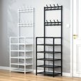 thumbnail image 1 of 4-Tier 8-Hook Metal Entryway Organizer Rack - Multi-Functional Coat And Shoe Rack For Living Room, Bedroom, Easy Assembly, Kitchen Shelf, Stove Stand, 1 of 5