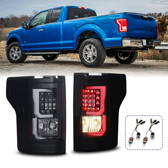 Tail Lights for 2015-2020 Ford F-150 with Factory Halogen/LED Taillights Model Black Smoked LED Brake Rear Driving Lamps