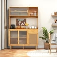 thumbnail image 5 of Costway Bamboo Buffet Cabinet Wine Bar Pantry Cupboard Sideboard with Rattan Sliding Door, 5 of 10