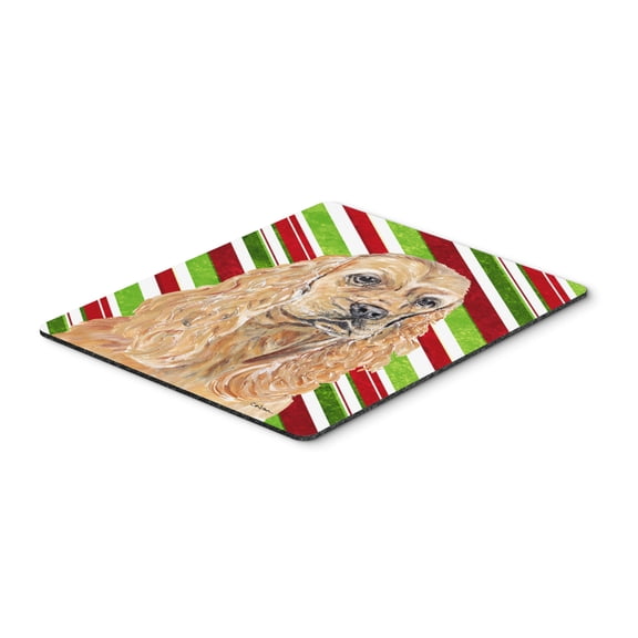 "Buff Cocker Spaniel Candy Cane Christmas Mouse Pad Hot Pad or Trivet"