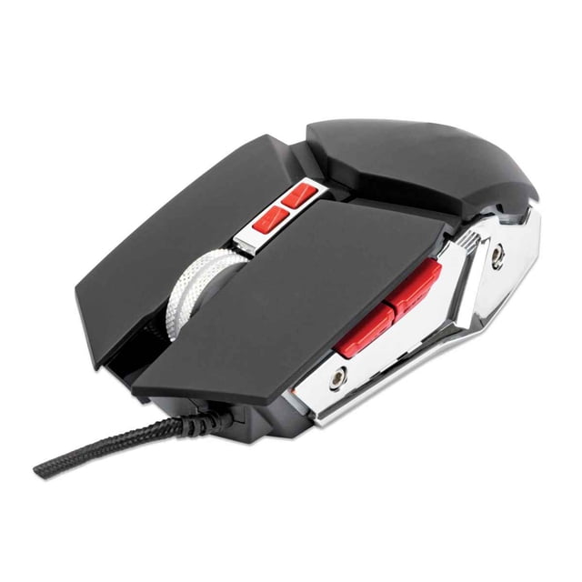 Mouse óptico Gaming LED con cable Manhattan 179348 Manhattan Conexión USB-A, siete botones con rueda de desplazamiento, 3200 dpi, iluminación LED de colores