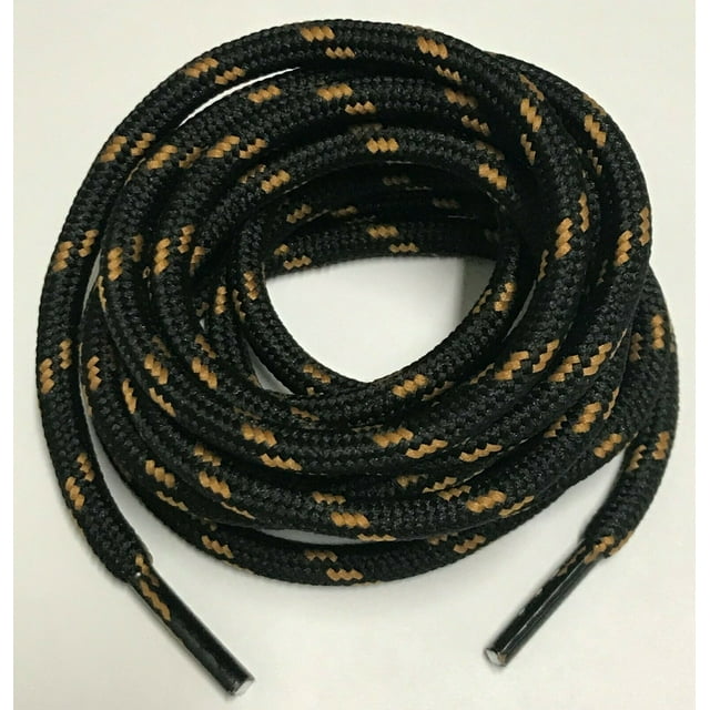 3 Paires Lacets Ronds Noirs et Jaunes Robustes de 5 mm d'Épaisseur pour Bottes de Randonnée et de Travail 38 40 44 45 46 48 50 52 54 60 63 72 Pouces