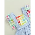 thumbnail image 6 of Qiylii Baby Toddlers Girls Valentine's Day Romper Ruffle Sleeve Square Neck Heart Bodysuit Headband, 6 of 8