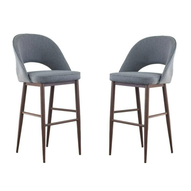 Executive Stool with PU Upholstery and Walnut Metal Frame – High Back Stool with Foot Rest, Mid-Century Style, Comfortable and Sturdy Seating for Offices and Modern Spaces