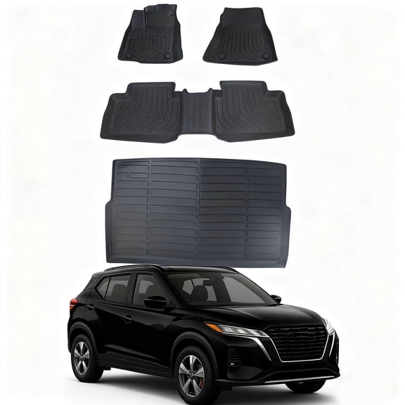 1st & 2rd Row Floor Mat Liners and Cargo Mat Fits for Nissan Kicks 2025 2026 All Weather Protection, TPE Truck Cargo Liners Floor Mats